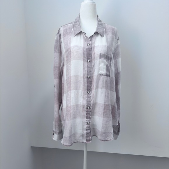 Flag & Anthem Tops - Flag & Anthem Chazy Button Down Plaid Shirt with Pearl snaps, XL